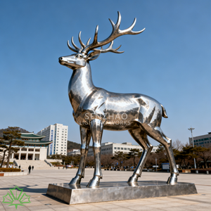 SENZHAO Customizable <b>Large</b> Stainless Steel Deer Sculpture Geometric Polished Metal Elk Statue for <b>Garden</b> Commercial Decoration - Product Image 2