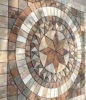 Mosaïque moderne personnalisée en pierre naturelle d'extérieur, mosaïque en ardoise en forme de boussole pour la pavage des cours de villas