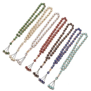 Misbaha de Lujo con Diseño Floral Étnico, 12mm, 33 Cuentas, Grabado Láser, Flor de Ciruelo, Resina, Joyería Religiosa Islámica - Product Image 1
