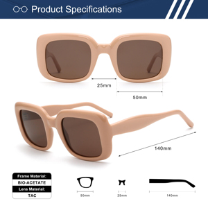 Lunettes de soleil tendance en acétate bio, monture carrée épaisse, verres <span class=keywords><strong>TAC</strong></span> UV400, style rétro audacieux, personnalisables OEM/ODM avec logo - Product Image 3