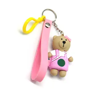 Hot New Products Promotion Custom Shaped Rubber Soft PVC Keychain 3D Bear Keychain