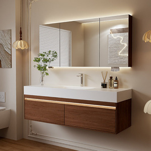 Meuble de salle de bain simple avec vasque intégrée en ardoise courbée à chaud sans joint - Product Image 2