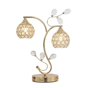 Romantische Metall Gold Tisch lampe mit Kristall für Nachttisch und Wohnkultur
