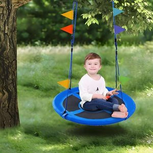 Round Tree <b>Swing</b> Outdoor Kids Seesaw Seat Textilene Fabric Alloy <b>Frame</b> Adjustable Height <b>for</b> Garden Playground - Product Image 6