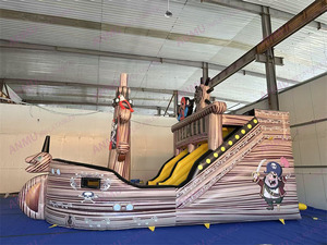 Équipement de parc d'attractions, toboggan à obstacles gonflable, château gonflable brun, bateau pirate, toboggan gonflable - Product Image 2