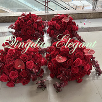 EG-WD94-2 80cm Faux Grande Boule De Fleur Bourgogne Centres De Table Soie Artificielle Boule De Fleur De Rose Rouge