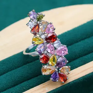 Amazing Multicolor Cubic Zirconia Jewelry Ring For Women Wedding Party Ring Gift 2022 New