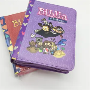 Cubierta de cuero PU de alta calidad con impresión DE LA Santa Biblia con cremallera cubierta de cuero PU PARA IMPRESIÓN DE LA Biblia