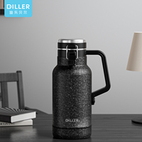DILLER Pot isotherme sous vide grande capacité 1800 ml en acier inoxydable SUS304 avec poignée pour la maison, le bureau et les voyages