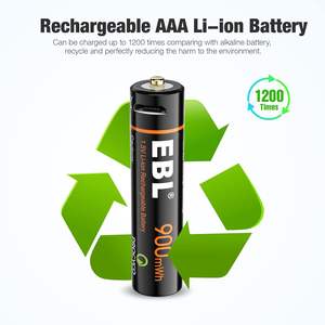 EBL USB <b>Rechargeable</b> <b>AAA</b> Lithium Ion <b>Batteries</b> 1.5V 4 Pack 900mWh Cylindrical Lithium Ion <b>Rechargeable</b> <b>AAA</b> <b>Batteries</b> - Product Image 2
