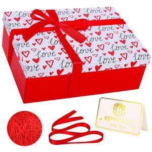 Boîte cadeau de luxe épaisse en forme de cœur rouge vide avec couvercle, 25x18x9cm, pour cadeaux, anniversaire, mariage, Saint-Valentin - Product Image 1