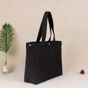Wholesale Custom Tote Bag Canvasa Large <b>Canvas</b> Tote Bag With Button Cotton Blank Women's Tote Bags With Custom Printed Logo - Product Image 2