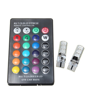 Luz de estacionamiento para coche T10 5050 RGB, luz de lectura de silicona impermeable con control remoto de siete colores, luz estroboscópica, luz de maletero - Product Image 2