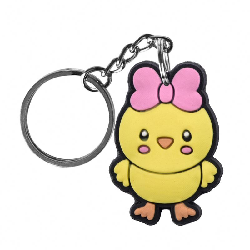 Lovely Chicken Rabbits Shoe Charms Keychain Cute Animal Series Key Ring Wholesales PVC Pendants Chain