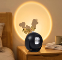 Lampu Malam Berputar 350 Derajat Cangkang Hitam 3CCT Lampu Dapur Kabinet Nirkabel Isi Ulang USB Sensor Gerak LED