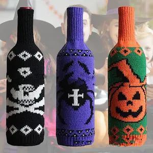 Halloween Festival Pumpkin Carton Knit Bottle Bag Festive Table Decorative Objects