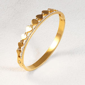 ZGBROTHERS Bracelet de luxe en acier inoxydable couleur or 18 carats avec zircon, motif goutte d'huile, géométrique, micro-incrustation, tendance, étanche - Product Image 2