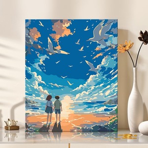 لوحة زيتية رقمية للرسم اليدوي للأطفال، لوحة أكريليك للتلوين اليدوي، ديكور منزلي، لوحة مناظر طبيعية مرسومة يدويًا - Product Image 3