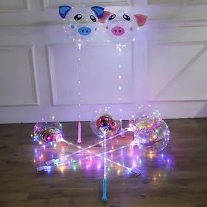 Fornitori del partito logo personalizzato aggiungere fiori palloncini dei cartoni animati palloncini gonfiabili trasparenti bobo con luci a led