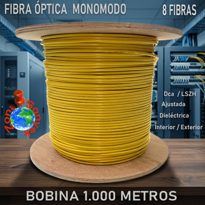 Cavo in Fibra Ottica Monomodale a 8 Fibre per Esterni, Bobina Regolabile da 1000m, Standard G657A per Uso Interno/Esterno - Product Image 2
