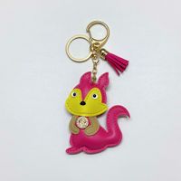 Porte-clés écureuil en cuir PU motif dessin animé mignon avec pompon, breloque animale pour sac, porte-clés de sac à dos, porte-clés de voiture, accessoires de décoration pour sac à main, vente en gros