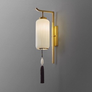 Lampe murale de style chinois inspirée du zen, entièrement en cuivre, pour salon, fond de télévision, chambre principale, chevet, lampes murales haut de gamme, 2023 - Product Image 1