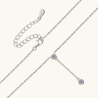 Collier pendentif en forme de Y avec pompon en moissanite de 3 mm en argent sterling 925 plaqué or 14 carats anti-ternissement pour femme, certifié par une tierce partie