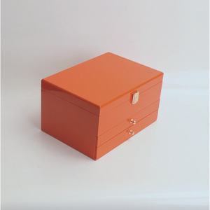 Boîte de rangement pour bijoux à trois tiroirs en bois couleur unie style Europe-Amérique, organisateur de bijoux grande capacité personnalisable - Product Image 2