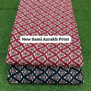 Tissu en coton pur imprimé Sami Azrakh de qualité supérieure, motif ethnique tribal classique, léger et confortable pour la confection de robes pour femmes - Product Image 3