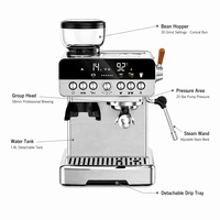 Machine à expresso 20 bars avec moulin intégré, machine à café semi-automatique 58 mm pour usage domestique, infusion à froid, acier inoxydable, affichage numérique