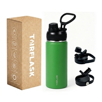 Bouteille d'eau isotherme en acier inoxydable multi-capacités à large ouverture, 360 ml à 1200 ml, avec plusieurs couvercles, pour la gym, en stock