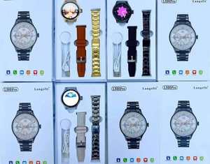 2 in 1 Smart Watch <b>with</b> 2 Straps Stainless Steel Watch Bands Round Shape Wireless Charging <b>Smartwatches</b> Smart Watch L500PRO - Product Image 2