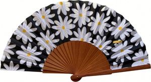 Abanico de Mano de Alta Calidad, Diseño Vintage con Varios Motivos Florales, Varillas de Hierro y Madera - Product Image 4