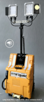 Système d'éclairage mobile d'urgence Sirène Haut-parleur Mât 5 sections Tête orientable à 360° Fonctionnement continu 8h Indice de protection IP65 6000K