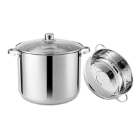 Pots à pâtes 3 pièces multifonction en acier inoxydable de qualité supérieure pot à spaghetti avec base encapsulée et couvercle en verre, argent