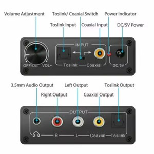 Convertisseur audio numérique-analogique Hifi DAC avec contrôle du volume, entrée et sortie optique Toslink, coaxiale, <span class=keywords><strong>SPDIF</strong></span> vers RCA R/L, prise <span class=keywords><strong>jack</strong></span> 3,5 mm - Product Image 3