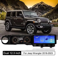 Radio Multimedia Android Layar Ganda 12.3 Inci Terbaru, LCD Dashboard Digital Cluster Carplay untuk Jeep Wrangler JL 2019-2023