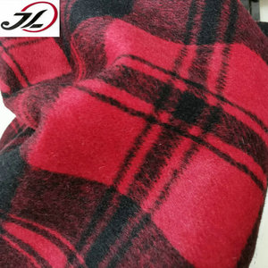 Poly <strong>Wool</strong> Blended Yarn Dyed <strong>Red</strong> Black Check Plaid Over Coating Woolen Fabric - Product Image 4