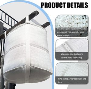 Heavy Duty Woven <b>Polypropylene</b> Bulk <b>Bags</b> with Double Lifting Loops, Duffle Top and Reinforced X-shaped Flat Bottom Support - Product Image 3