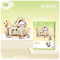 LOZ Mini Blocks 884pcs Puzzle de particules Jouet d'assemblage Petite maison de crème glacée Panda Street View Dessert Construction Model Toy f
