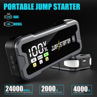 Démarreur professionnel 4000A haute performance 12V, booster de batterie 24000mAh pour V8 V10, camions, SUV, VR, engins lourds et flottes