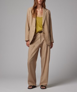 Women's Sand <b>Brown</b> Plaid <b>Wool</b> Single Breasted Button Nonwoven Hand Embroidery Blazer - Product Image 3