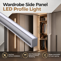 Éclairage intérieur LED linéaire à montage en surface pour panneau latéral de placard, idéal pour hôtel, dressing, YB1022-24-1