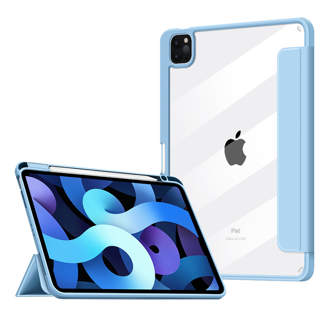 PU Leather Transparent Smart Cover for Apple iPad Air4 10.9 Inch