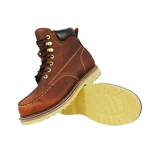 Bottes de sécurité professionnelles unisexe en cuir pleine fleur de vache, coupe haute, avec embout en acier Goodyear et protection du pouce, pour l'industrie - Product Image 3