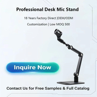 Statif Mikrofon Studio Profesional Anti-Noise Aluminium Desktop Mic Boom Beban 1,5KG 360 Derajat °   Pemutaran Podcast untuk OEM Grosir dalam Jumlah Besar