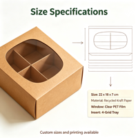 Boîte à pâtisserie en papier kraft personnalisée, acceptant les commandes d'échantillons, boîte recyclable avec diviseurs intérieurs pour l'emballage de biscuits et de pâtisseries