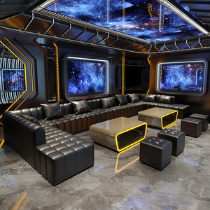 أثاث مخصص للحانات والنوادي الليلية، أريكة VIP على شكل حرف U وL، طاولة بار فاخرة من الجلد - Product Image 3