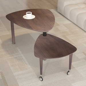 Table basse moderne avec pieds en bois massif, rotative, pour salon - Product Image 3