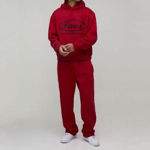 Sudadera con Capucha y Pantalones Deportivos Color Vino Tinto, Conjunto Deportivo Personalizado de Dos Piezas para Hombre - Product Image 2